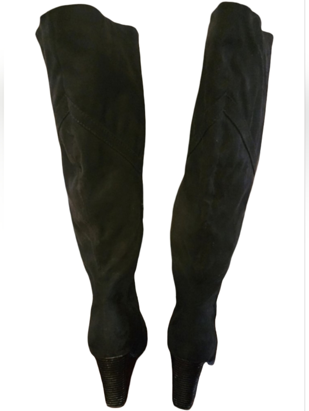 JOURNEE COLLECTION Black Knee-High Women's Boots Vegan Suede Almond Toe Sz 10 - Picture 3 of 4